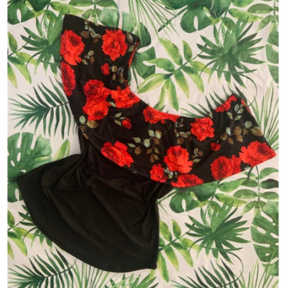 Roses Off The Shoulder Top Plus Size and Regular Size